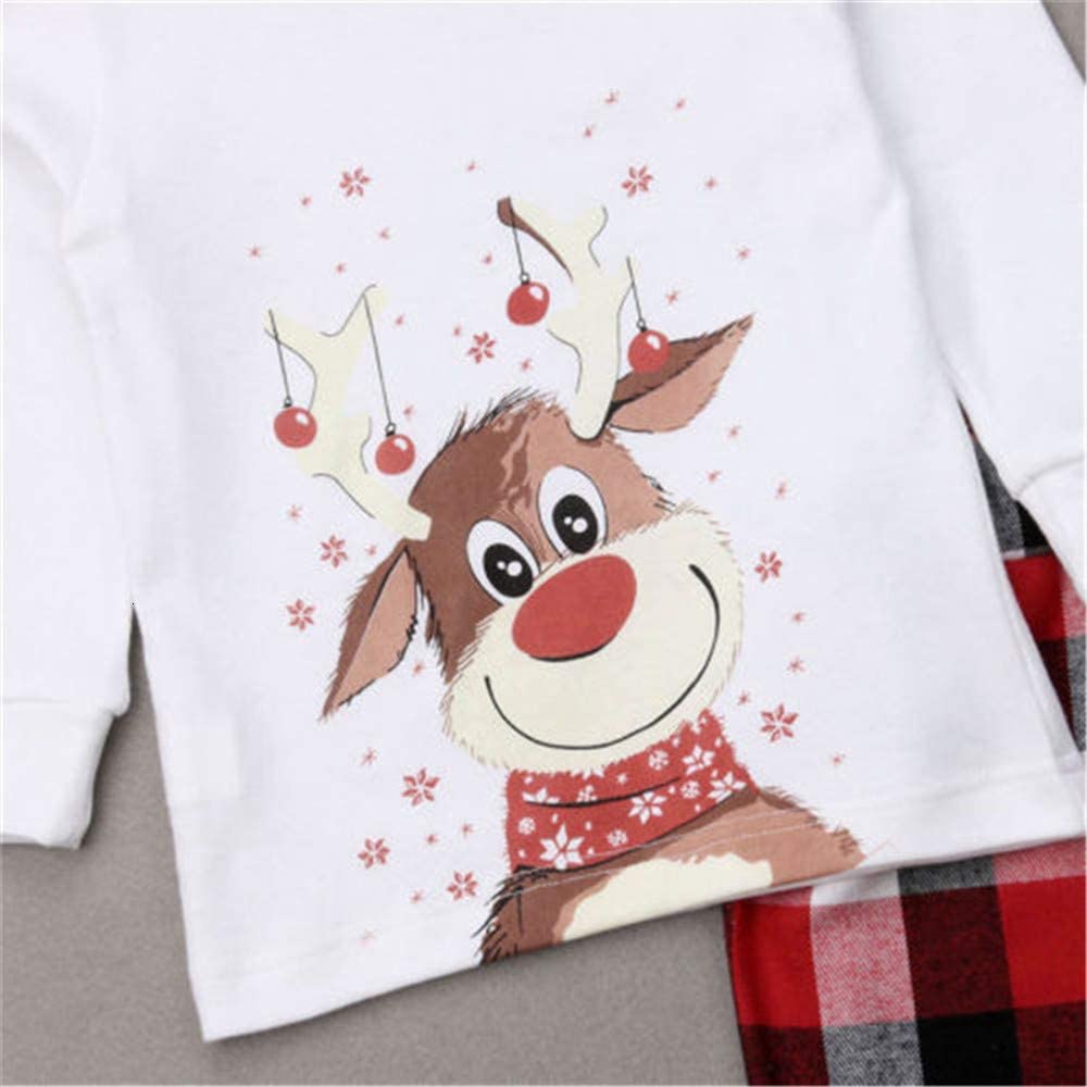 LIONVI Family Matching Christmas Pajamas Set Cotton Xmas Deer Holiday Pajamas Sleepwear Dad Mom Kids PJs (Kids, 14Years, A)