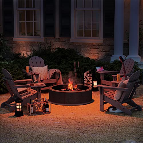 NAVINE Adirondack Chair, HDPE Folding Adirondack Chair with Multifunctional Cup Holder, Weather Resistant Fire Pit Chair for porches, patios, patios, poolsides, Decks.