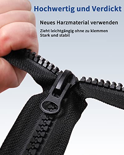 Wavebeexs 20 Inch Jacket Zipper, #5 Reliable Zipper for Jacket (3 Piece), Black Plastic Coat Zipper Replacement, Separating Zipper for Coat, Down Jacket, Sweatshirt, Clothes, Parka and More