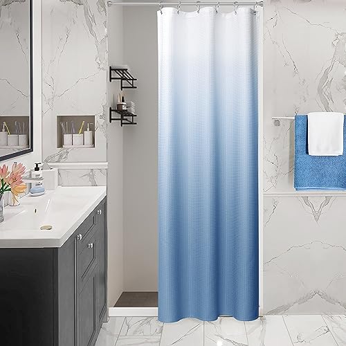Green and White Ombre Shower Curtain Set for Bathroom,Geometric Pattern Bathroom Curtains with 12 Hooks,Waterproof Shower Curtain, Durable and Machine Washable, 72 x 72 inches, Green