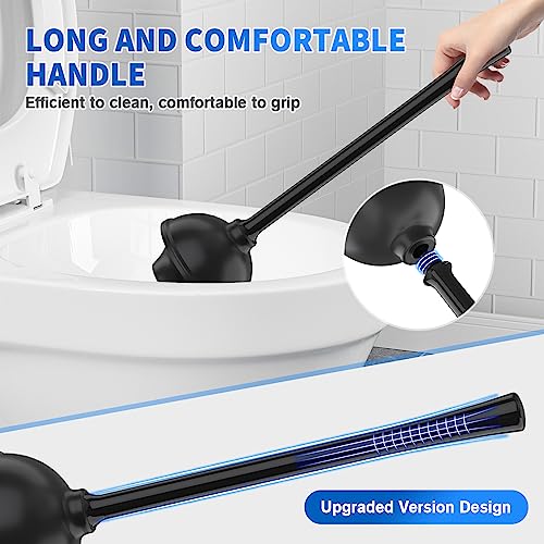 LOVLOY Toilet Plunger and Brush, Bowl Brush and Heavy Duty Toilet Plunger Set with Ventilated Holder, 2-in-1 Toilet Brush and Plunger Combo for Bathroom Cleaning (Black, 2 Set)