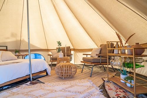 WHITEDUCK Regatta Canvas Bell Tent - w/StoveJack, Waterproof, 4 Season Luxury Camping and Glamping Yurt Tent Outdoor (10' (3M), Water Repellent, Desert Red)