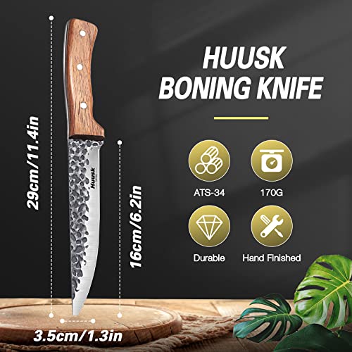 Huusk Butcher Knife for Meat Cutting,Japanese Boning Knife Meat Cleaver Knife with Sheath,Japan Chef Knife for Kitchen and Outdoor, Thanksgiving Christmas Gift for Dad