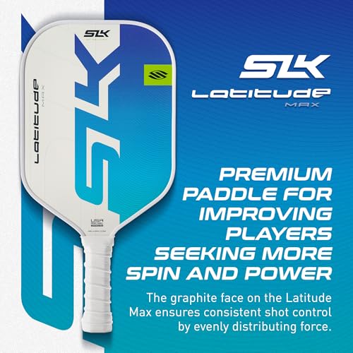 2025 SLK Latitude Max Pickleball Paddle | Graphi-Flex Graphite Face with SpinFlex+ Surface | Rev-Core+ Technology for Power and Control | Max Shape for Maximum Sweet Spot | Oasis