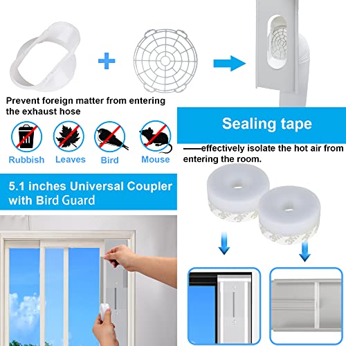 SunDiao Portable Air Conditioner Window Kit, Upgrade Portable AC Window kit, Window Vent Kit with 2pack 3m seal, Sliding AC Vent Kit for Exhaust Hose (5.9"/15cm)