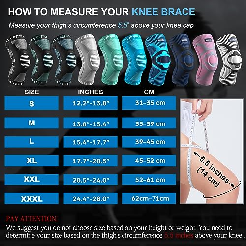 NEENCA Knee Braces for Knee Pain Relief, Compression Knee Sleeves with Patella Gel Pad & Side Stabilizers, Knee Support for Weightlifting, Running, Workout, Arthritis, Meniscus Tear, Men Women. ACE-53