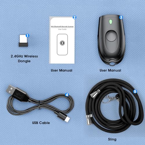 Symcode Bluetooth Barcode Scanner Mini 1D Small Portable Barcode Scanner 3-in-1 Bluetooth & 2.4G Wireless & USB Wired Barcode Scanner with Android,iOS,Computers,Windows