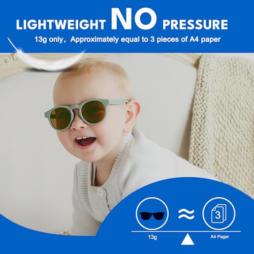 HXS 2-Pack Polarized Toddler Sunglasses with Strap for 2-4 Year Olds,Pink & Beige Brown