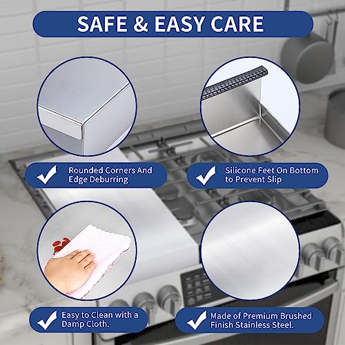 Stainless Steel Stove Top Cover, Range Burner Cover for Gas/Electric Stove, Noodle Board for 2 Burners RV/Camper/Apartment, Not Universal, Black Finish
