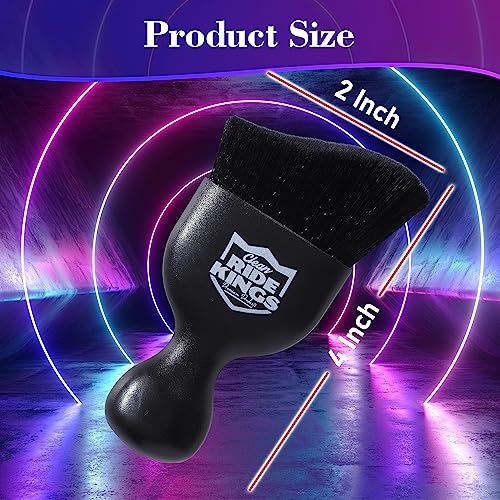 RIDE KINGS Car Cleaning Brush,Dust Brush Clean Tool with Cover,Interior Car Dashboard Cleaner Soft Bristles for Leather,Engine Compartment,Air Conditioner,Vents,Panels & Computer (Black)|1pack