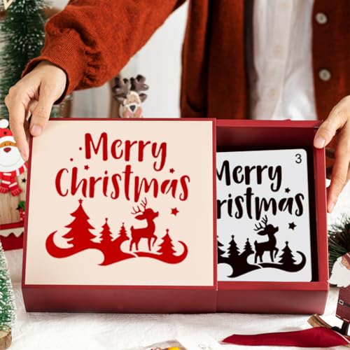 KyeeaDIY Christmas Stencils for Painting On Wood, 16Pcs Xmas Stencils 6inch Reusable Large Drawing Christmas Stencils for Ornaments DIY Crafts Window Home Decor (16Pcs)