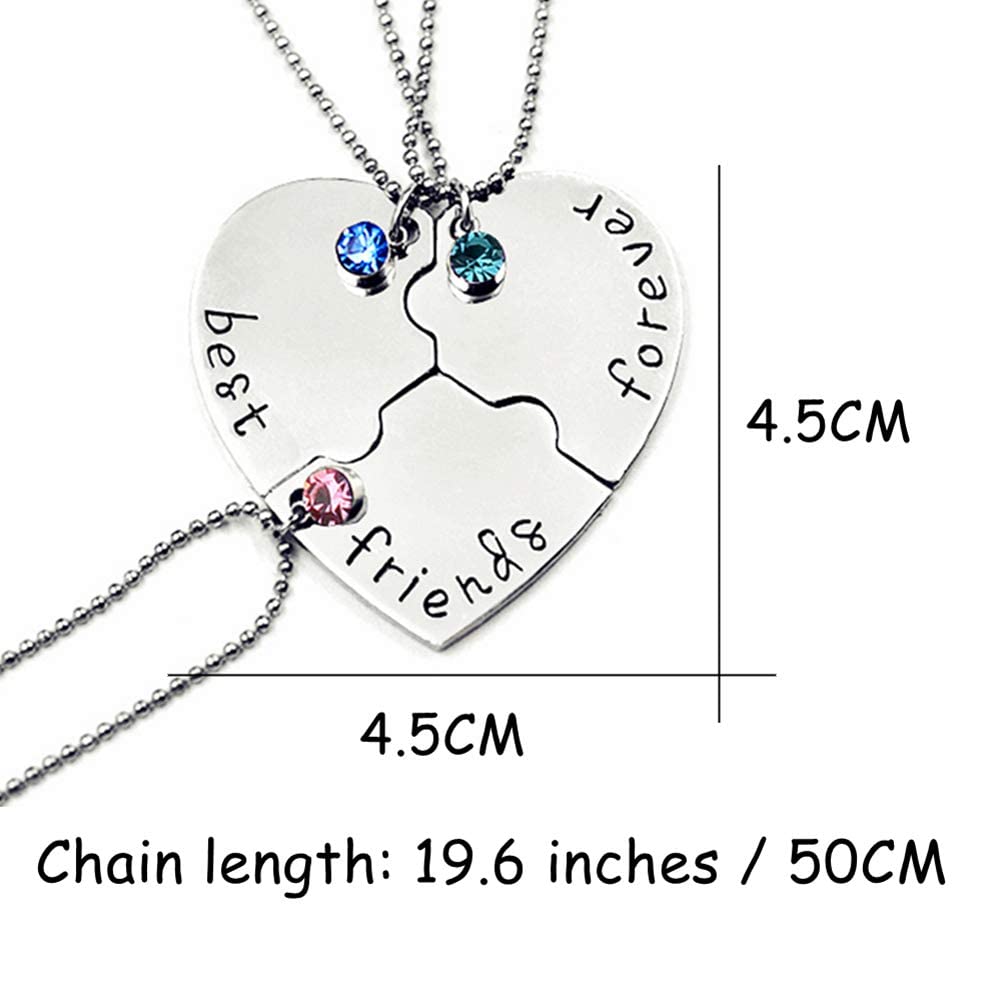 Best Friends Forever and Ever Necklace with Crystal Broken Heart Charm Pendant Set Friendship Necklace