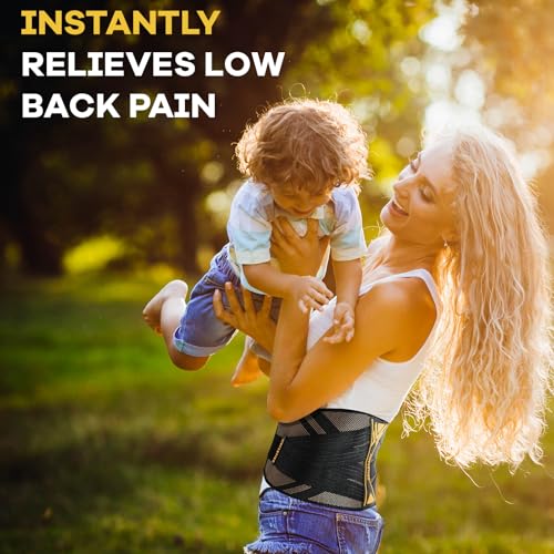 JIUFENTIAN Back Braces for Lower Back Pain with Support System - Copper Back Brace for Herniated Disc-Lumbar Support for Sciatica, Scoliosis,Heavy Lifting-Kidney Belts for Sport(Small)