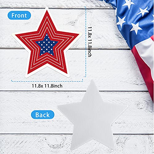 4th of July Yard Signs Patriotic Stars Yard Sign Independence Day Outdoor Pathway Decoration with Stakes Waterproof Corrugated Star Lawn Signs Independence Day Party Supplies, 8 Styles (8 Pieces)