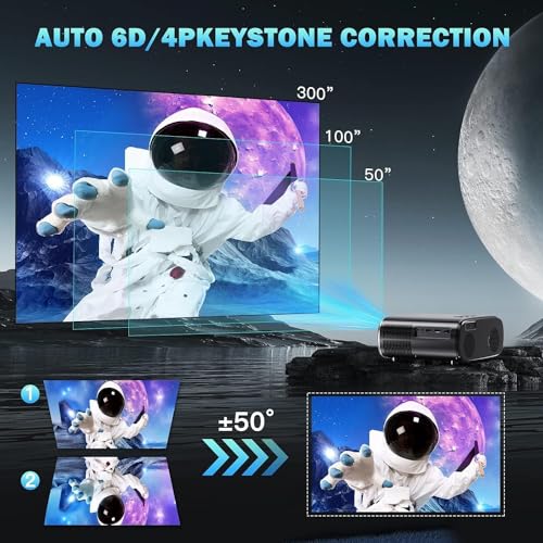 [AI Auto Focus+Auto Lens Cover] 4K Projector with WiFi and Bluetooth, Goiaey 680ANSI FHD 1080P Outdoor Projector, Auto 6D Keystone&50%-100% Zoom, Portable Smart Projector for Home Theater/Outdoor use