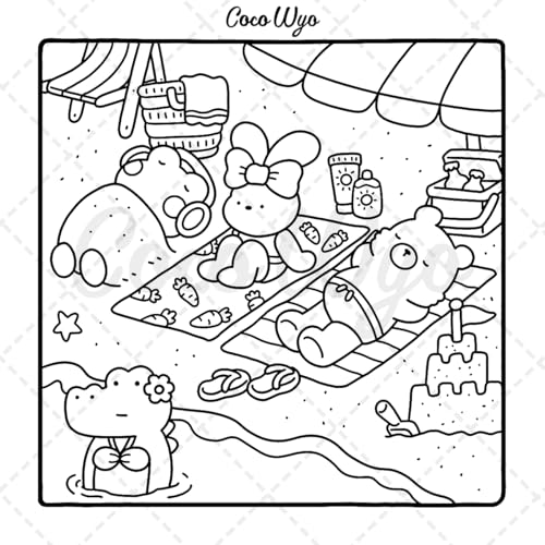 Cozy Friends: Coloring Book for Adults and Teens Featuring Super Cute Animal Characters with Easy and Simple Designs for Relaxation (Cozy Spaces Coloring)