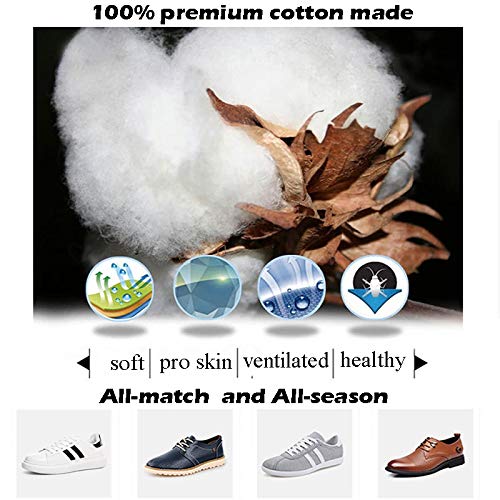 Ait fish Men's 100% Cotton Crew Socks Black and White Pack of 5 for All-season