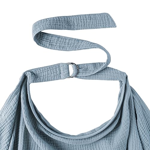 Konssy Muslin Nursing Cover for Baby Breastfeeding, Breathable 100% Cotton Breastfeeding Cover with Rigid Hoop for Mother Nursing Apron, Multi-use Carseat Canopy (Grey)