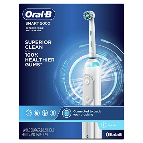 Oral-B Pro 5000 Smartseries Power Rechargeable Electric Toothbrush with Bluetooth Connectivity, White Edition