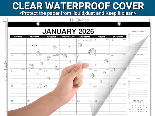Desk Calendar 2025-2026 - 18-Month Large Desk/Wall Calendar, Jul 2025 - Dec 2026, 17" x 12", Thick Paper, Large Ruled Blocks, Clear Plastic Cover – Perfect for Home School & Office Organization