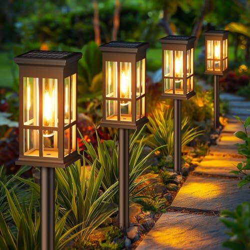 KOOPER Solar Pathway Lights Outdoor, 8 Pack Modern Solar Garden Lights Outdoor Waterproof, Bright Solar Outdoor Landscape Path Lights, Auto On/Off Outdoor Solar Lights for Yard Driveway Lawn Walkway