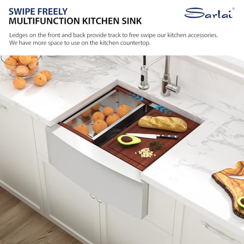 Sarlai 36 Farmhouse Sink Stainless Steel - 36x22 Inch Kitchen Sink Ledge Workstation Apron Front Single Bowl 16 Gauge Stainless Steel Luxury Undermount Farm Kitchen Sink
