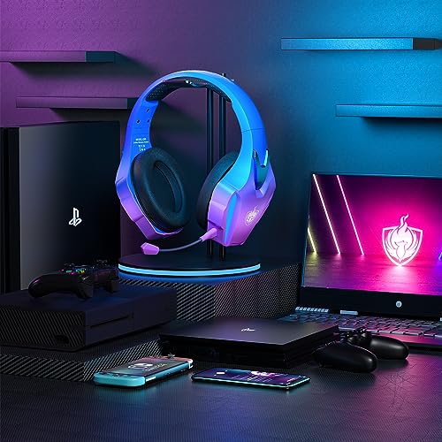 PHOINIKAS PS5 Gaming Headset for PS4, PC, Switch, Q10 Xbox One Headset with Stereo Sound, Detachable Mic, Wireless Bluetooth 5.3 Headphone only for Laptop/Phone/Tablet, 20H Battery (Red)