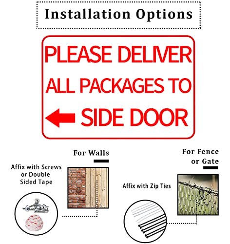 Please Deliver All Packages to Back Door Sign Right Arrow Delivery Sign Indoor Outdoor Signs for Home 8x12 Inch