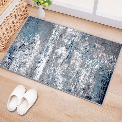 Rugshop Distressed Abstract Watercolor Area Rug 5' x 7' Gray