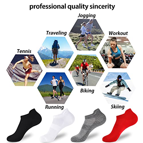 Corlap 4 Pairs Ankle Athletic Running Socks Black Soft Thin Low Cut Short Tab Socks for Men and Women