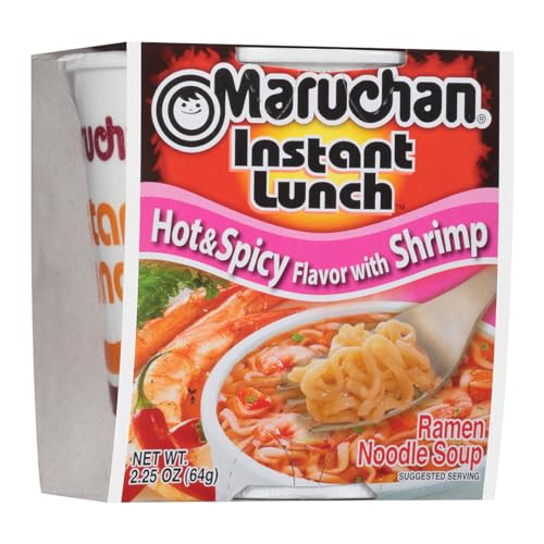 Maruchan Instant Lunch Hot & Spicy Shrimp, 2.25 Oz, Pack of 12