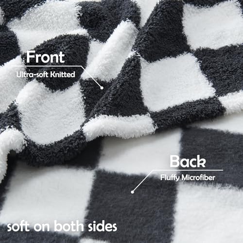 NEWCOSPLAY Knitted Light Grey Blanket Super Soft Plush Throw for Couch Fuzzy Fluffy Microfiber Lightweight Blanket for Bed Sofa All Season Use (Light Grey, Queen(90"x90"))