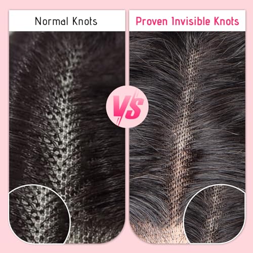 PIOPIC Lace Front Wigs Human Hair Water Wave Pre Plucked 13x6 Curly HD Transparent Lace Front Wigs with Baby Hair 200 Density Gluesless Human Hair Wigs for Women Natural Black Color 20 Inch