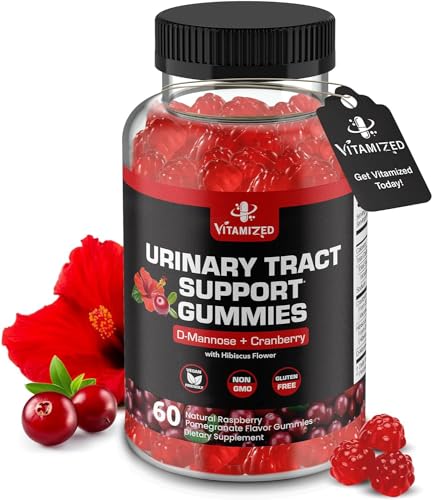 VITAMIZED Potent Cranberry Gummies 1500mg with D Mannose - Urinary Tract Health for Women & Men, Urinary Flush & Bladder Fast-Acting Support Supplements with Hibiscus Powder, 60 Count