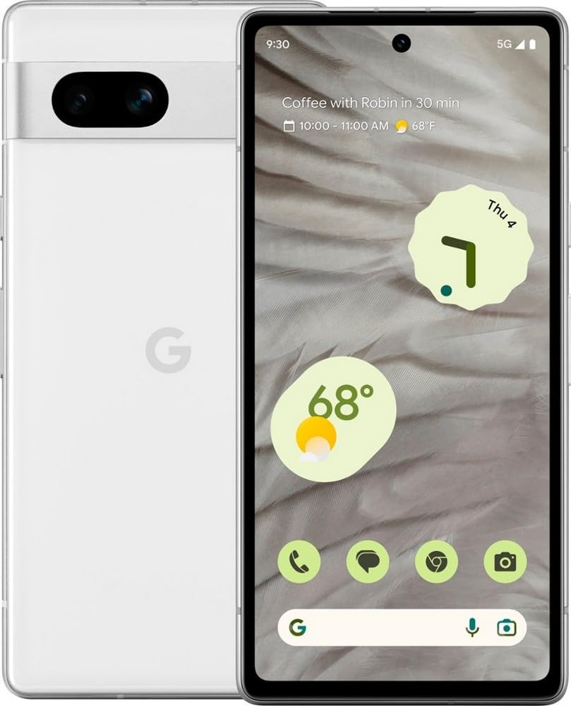 Google Pixel 7a - Unlocked Android Cell Phone with Wide Angle Lens and 24-Hour Battery - 128 GB - Snow (Renewed)