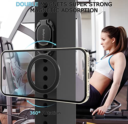 Doflyesky for Magsafe Magnetic Phone Ring Holder, Double Adjustable Gym Finger Ring Grip and Stand, Removable Phone Grip Holder for iPhone, iPad and Smartphones, Compatible with Magnetic Car Mount