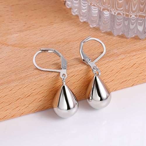 Sterling Silver Teardrop Earrings for Women Girls Silver Drop Leverback Dangle Earrings for Girls Hypoallergenic Leverback Drop Earrings