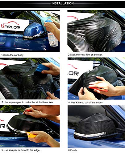 LZLRUN 5D Carbon Fiber Vinyl Wrap - Outdoor Rated for Automotive Use - 1ft x 5ft Including Squeegee and Black Felt Applicator