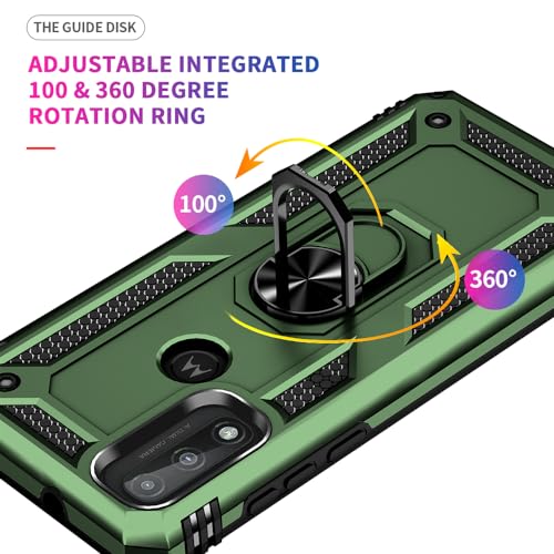 for Moto G Play 2023 Case: Moto G Pure Case, Moto G Power 2022 Case with HD Screen Protector, [Military Grade 16ft. Drop Tested] Ring Shockproof Protective Phone Case for Motorola G Pure, ArmyGreen