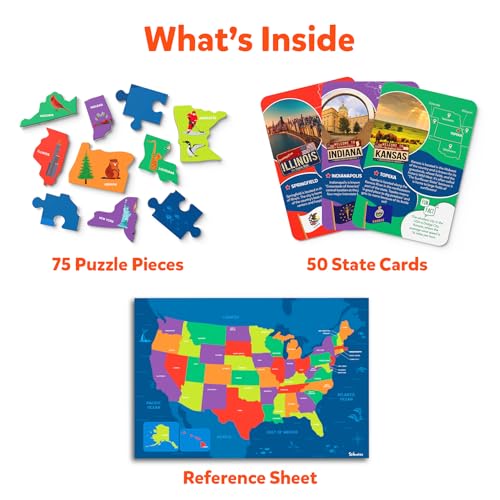 Skillmatics United States Map Puzzle - 75 Piece Jigsaw Puzzle, Educational Toy, Geography for Kids, 250+ Facts About The States of America, Gifts for Boys & Girls Ages 6 to 12