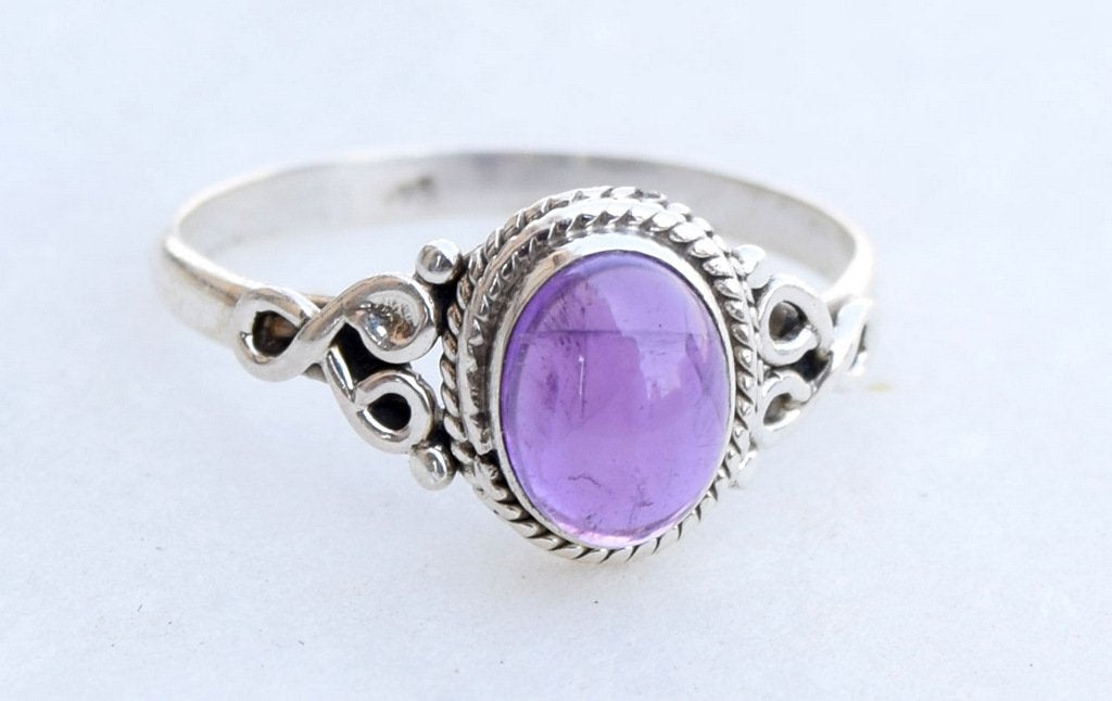 Amethyst Stone Ring 925 Sterling Silver Statement Ring For Women Handmade Rings Gemstone Christmas Promise Ring Size US 5 Gift For Her