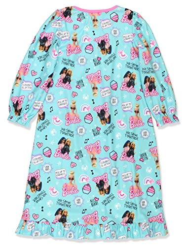 Barbie Girls Flannel Granny Gown Nightgown Pajamas (4, Turquoise)