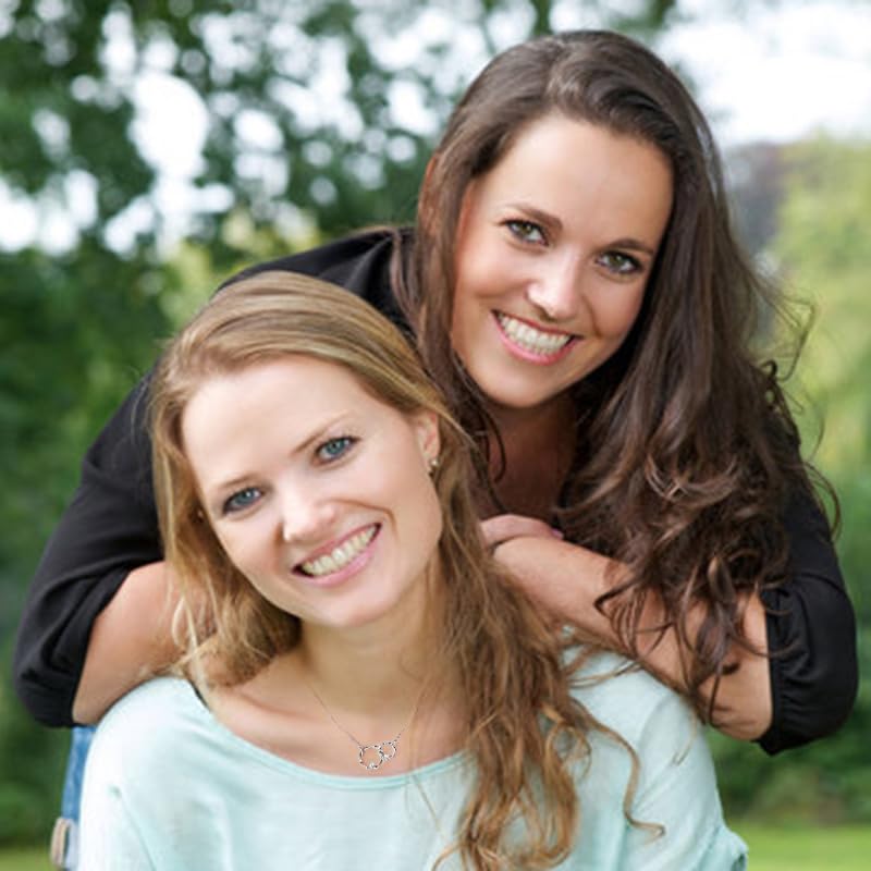 AnalysisyLove Sister Gifts, Sterling Silver Interlocking 2 Circles Necklace Gifts for Sisters, Big Sister Little Sister Gift, Sister Birthday Gifts from Sister