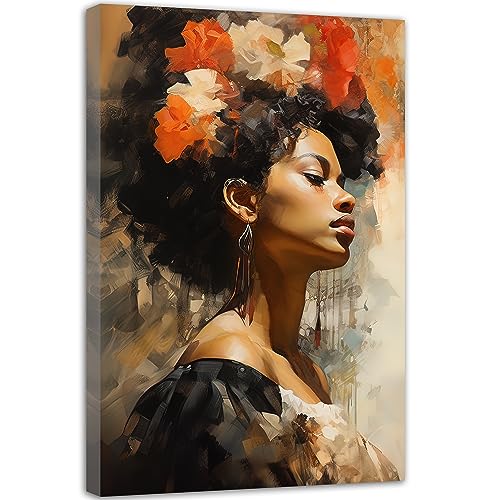 QIXIANG African American Wall Art Abstract Modern Indian Women Portrait Black Women Vintage Poster Prints for Bedroom Office Decor (11.00" x 14.00", A)