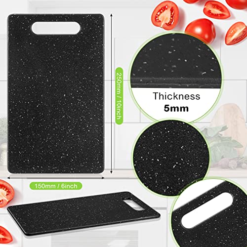 Lounsweer 2 Pcs Small Cutting Board for Kitchen Mini Plastic Cutting Board Set Bar Dishwasher Safe Granite Color Food for Camping Food Fruits Prep Vegetables Easy Grip(6" x 10",Black)