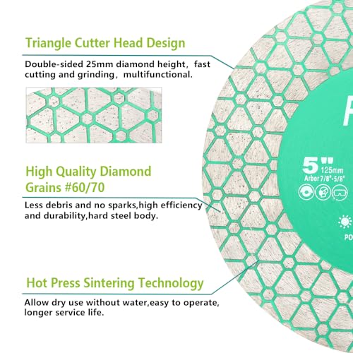 FACHLICH Diamond Tile Saw Blade 4-1/2" 115mm Cut Off Wheel for Cutting and Grinding Porcelain Ceramic Tile Marble Artificial Stone