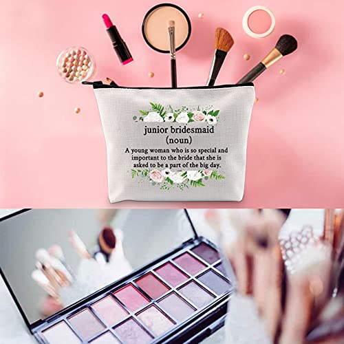 WCGXKO Junior Bridesmaid Gift Maid of Honor Proposal Gift Wedding Day Zipper Pouch Makeup Bag For Bridesmaid (Junior Bridesmaid)