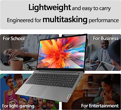 Lenovo IdeaPad 1 Student Laptop, 15.6" FHD Display, Intel Dual Core Processor, 8GB RAM, 128GB SSD + 128GB eMMC, Wi-Fi 6, Webcam, Bluetooth, 1 Year Office 365, Windows 11 Home, Grey