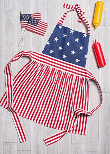 DII Patriotic Kitchen Apron for BBQ Grilling, Cooking or Baking, Red White & Blue