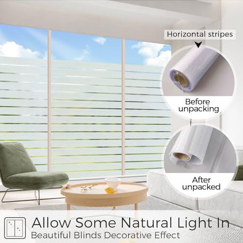 Coavas Window Privacy Film Frosted Glass Window Film Heat Blocking Window Cling Decorative Frosting Film Static Cling Vinyl Door Window Coverings Home Window Tint Blinds, 35.4 x 393.7 inch, Pure